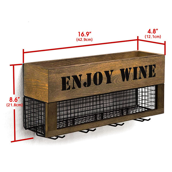 Borough Wharf Colonie 5 Bottle Solid Wood Wall Mounted Wine Bottle